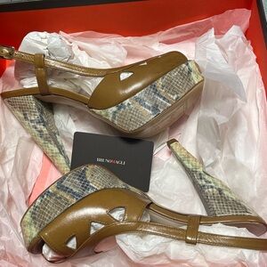 Bruno Magli Tan Slingback Heels with Cut-Out Design